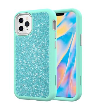 Turquoise Glitter Hybrid Hoesje iPhone 12 (Pro)