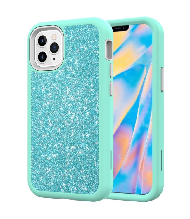 Turquoise Glitter Hybrid Hoesje voor de iPhone 12 (Pro)