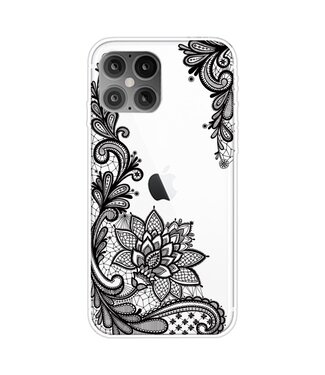 Zwarte Bloemen TPU Hoesje iPhone 12 (Pro)