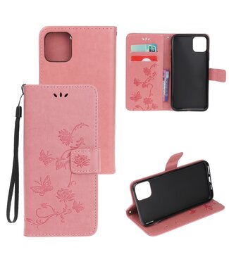 Roze Vlinders Bookcase Hoesje iPhone 12 (Pro)