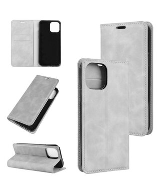 Grijs Silky Touch Bookcase Hoesje iPhone 12 (Pro)