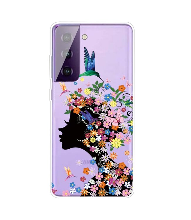 Bloemenmeisje TPU Hoesje voor de Samsung Galaxy S21 FE