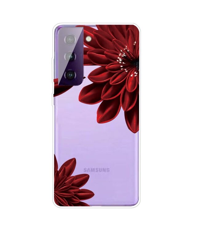 Rode Bloem TPU Hoesje voor de Samsung Galaxy S21 FE