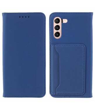 Blauw Faux Lederen Bookcase Hoesje Samsung Galaxy S21 FE