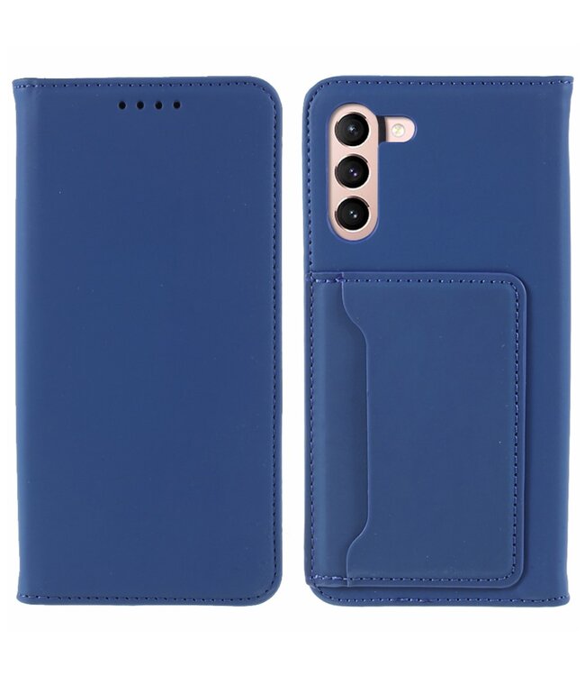 Blauw Faux Lederen Bookcase Hoesje voor de Samsung Galaxy S21 FE