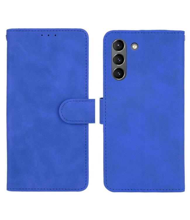 Blauw Skin Touch Bookcase Hoesje voor de Samsung Galaxy S21 FE