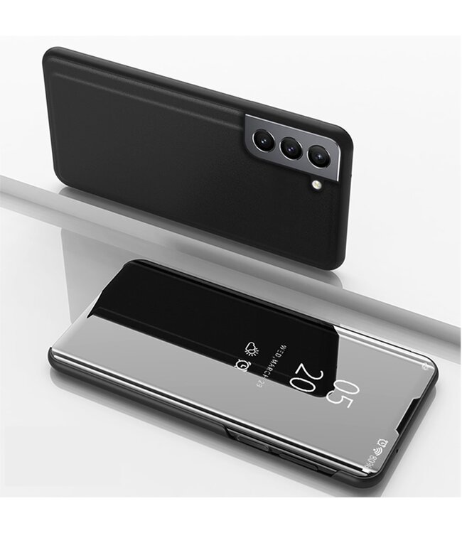 Zwart Spiegel Bookcase Hoesje voor de Samsung Galaxy S21 FE