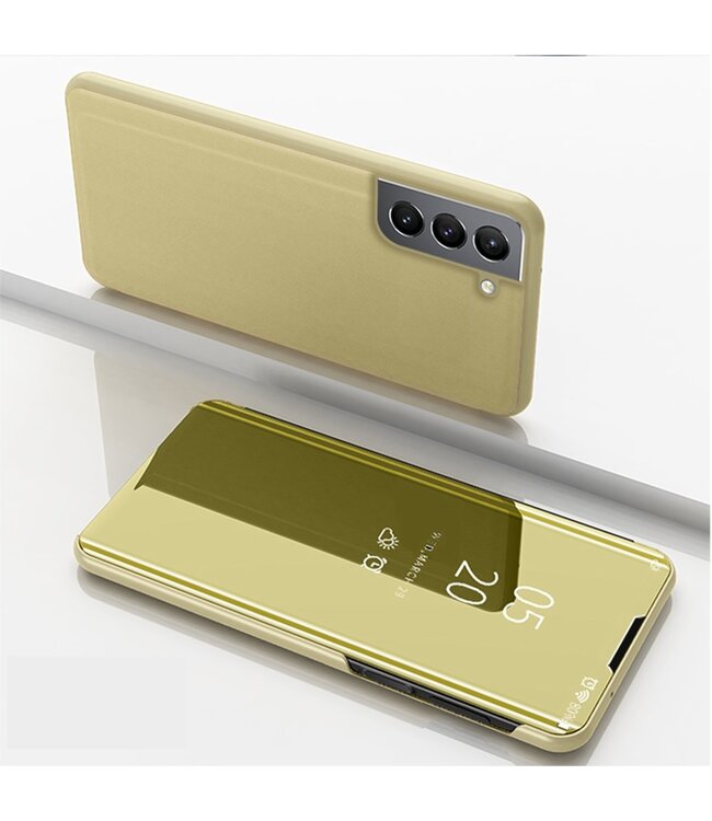 Goud Spiegel Bookcase Hoesje voor de Samsung Galaxy S21 FE