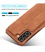 LC.IMEEKE Bruin Retro Bookcase Hoesje voor de Samsung Galaxy S21 FE