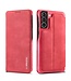 LC.IMEEKE Rood Retro Bookcase Hoesje voor de Samsung Galaxy S21 FE