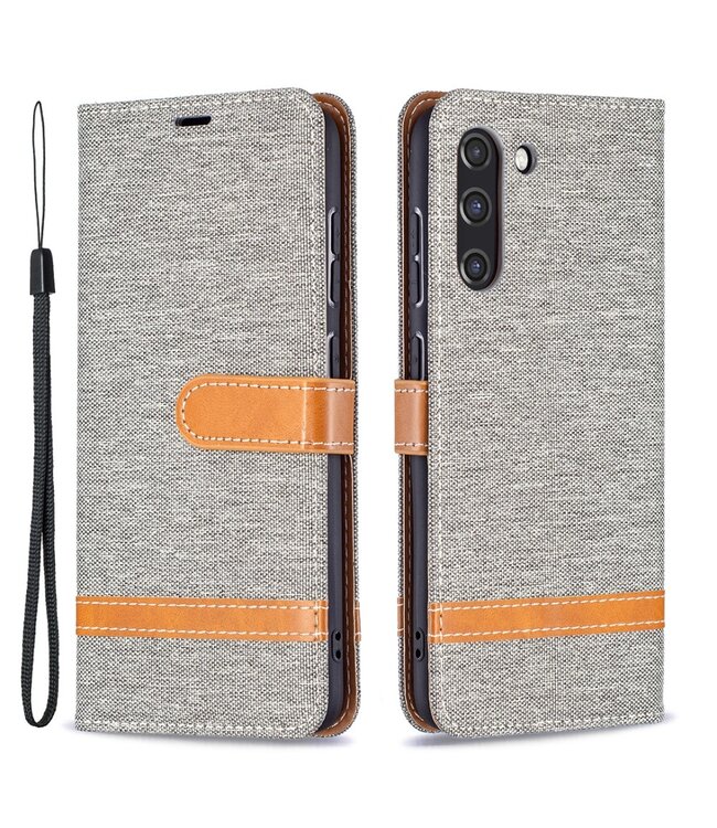 Grijs Jeans Bookcase Hoesje voor de Samsung Galaxy S21 FE