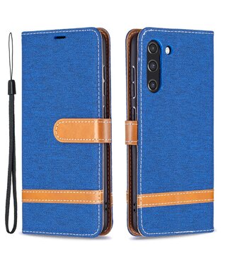 Blauw Jeans Bookcase Hoesje Samsung Galaxy S21 FE