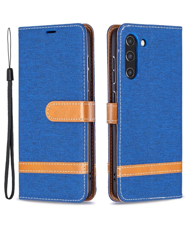 Blauw Jeans Bookcase Hoesje voor de Samsung Galaxy S21 FE