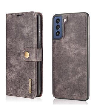 Grijs 2 in 1 Bookcase Hoesje Samsung Galaxy S21 FE