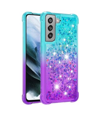 Blauw / Paars Glitter TPU Hoesje Samsung Galaxy S21 FE