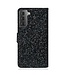 Zwart Glitter Bookcase Hoesje voor de Samsung Galaxy S21 FE