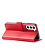 Rood Glad Lederen Bookcase Hoesje voor de Samsung Galaxy S21 FE