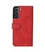 Rood Split Lederen Bookcase Hoesje voor de Samsung Galaxy S21 FE