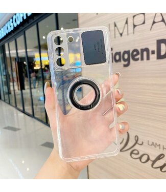 Transparant Slide Camera Backcover Hoesje Samsung Galaxy S21 FE