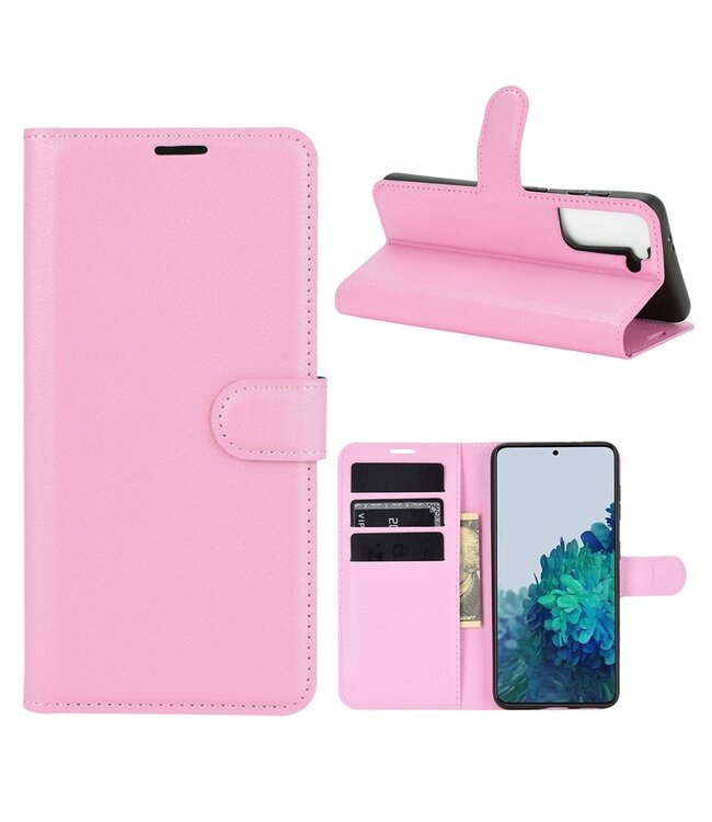 Roze Lychee Bookcase Hoesje voor de Samsung Galaxy S21