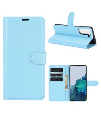 Blauw Lychee Bookcase Hoesje Samsung Galaxy S21