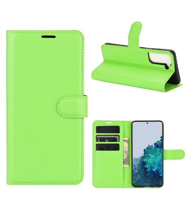 Groen Lychee Bookcase Hoesje voor de Samsung Galaxy S21