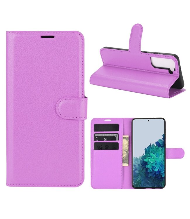 Paars Lychee Bookcase Hoesje voor de Samsung Galaxy S21