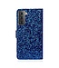 Blauw Glitter Bookcase Hoesje voor de Samsung Galaxy S21