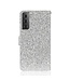 Zilver Glitter Bookcase Hoesje voor de Samsung Galaxy S21