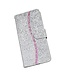 Zilver Glitter Bookcase Hoesje voor de Samsung Galaxy S21