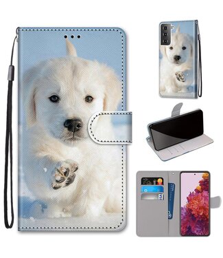 Witte puppy Bookcase Hoesje Samsung Galaxy S21