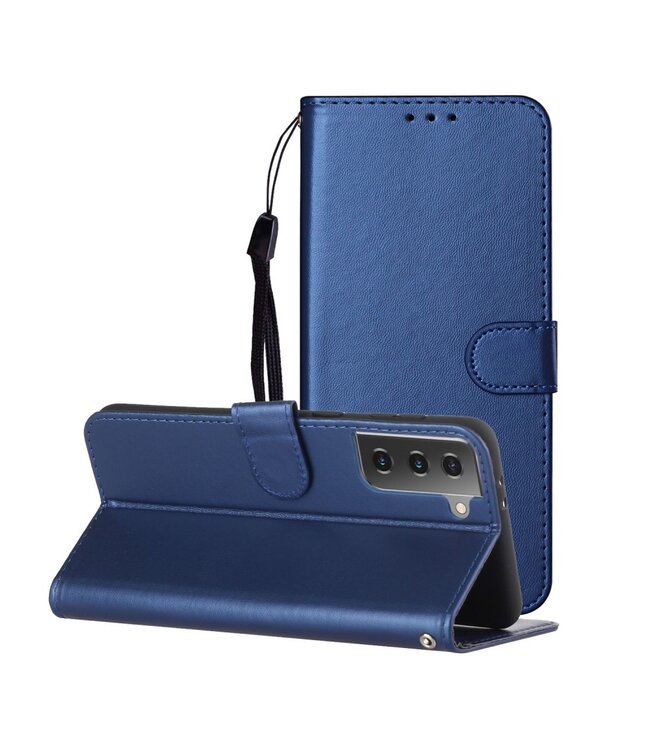 Blauw Effen Bookcase Hoesje voor de Samsung Galaxy S21