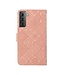 Roze Bloemen Bookcase Hoesje voor de Samsung Galaxy S21