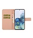 Roze Bloemen Bookcase Hoesje voor de Samsung Galaxy S21