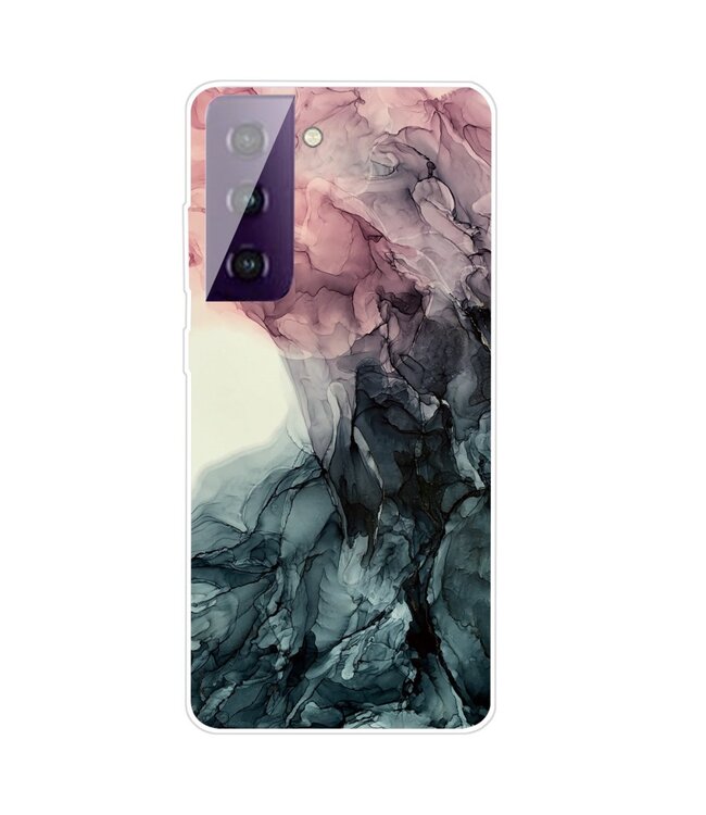 Roze En Zwart Marmer TPU Hoesje voor de Samsung Galaxy S21