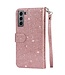 Rosegoud Glitter Bookcase Hoesje voor de Samsung Galaxy S21