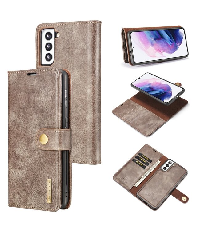 DG.Ming Grijs 2 in 1 Bookcase Hoesje voor de Samsung Galaxy S21