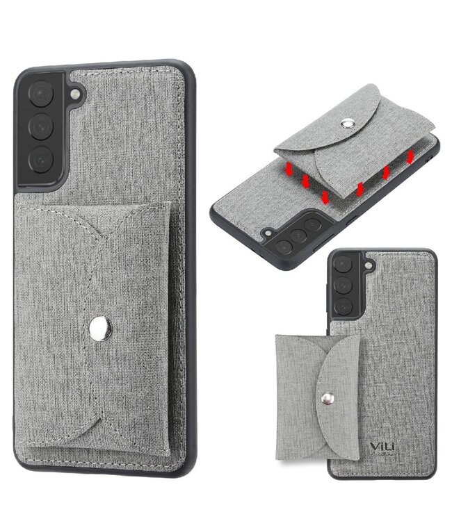 Vili DMX VILI Grijs Faux Lederen Wallet Hoesje voor de Samsung Galaxy S21