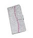 Zilver Glitter Bookcase Hoesje voor de Samsung Galaxy S21 Plus