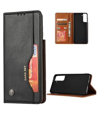 Zwart Wallet Bookcase Hoesje Samsung Galaxy S21 Plus