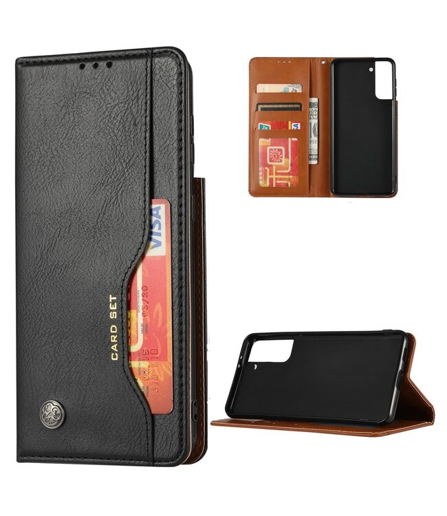 Zwart Wallet Bookcase Hoesje voor de Samsung Galaxy S21 Plus