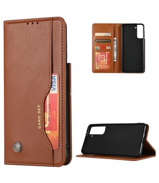 Bruin Wallet Bookcase Hoesje Samsung Galaxy S21 Plus