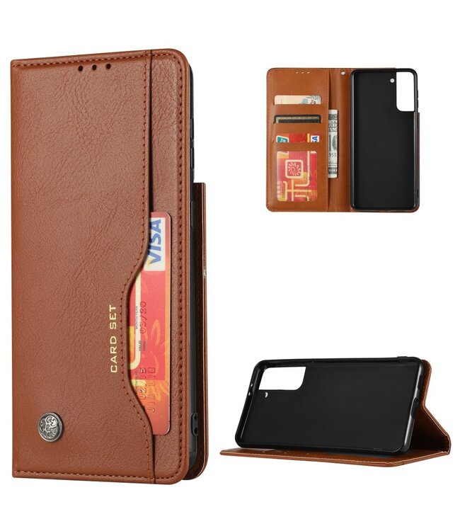 Bruin Wallet Bookcase Hoesje voor de Samsung Galaxy S21 Plus