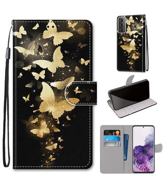 Gouden Vlinders Bookcase Hoesje Samsung Galaxy S21 Plus