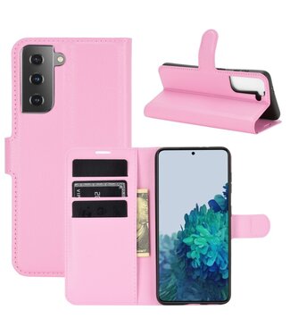 Roze Lychee Bookcase Hoesje Samsung Galaxy S21 Plus