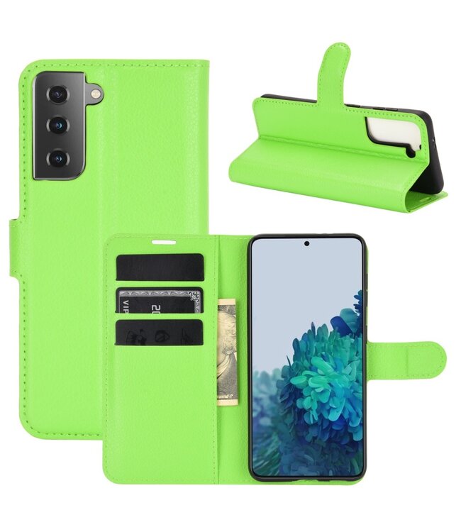 Groen Lychee Bookcase Hoesje voor de Samsung Galaxy S21 Plus