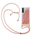 Roze Glitter TPU Hoesje + Koord voor de Samsung Galaxy S21 Plus