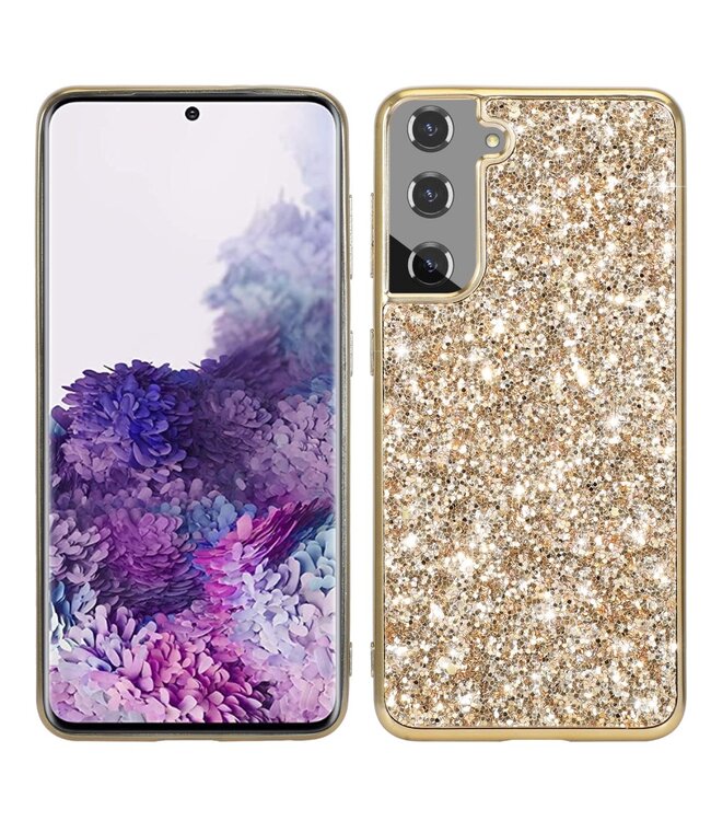 Goud Glitters Hybrid Hoesje voor de Samsung Galaxy S21 Plus