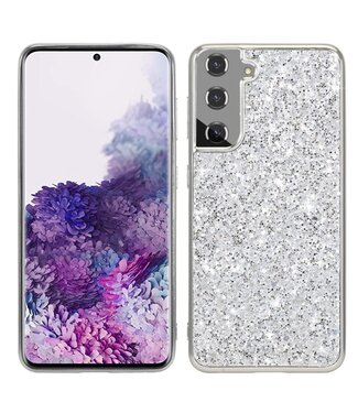 Zilver Glitters Hybrid Hoesje Samsung Galaxy S21 Plus