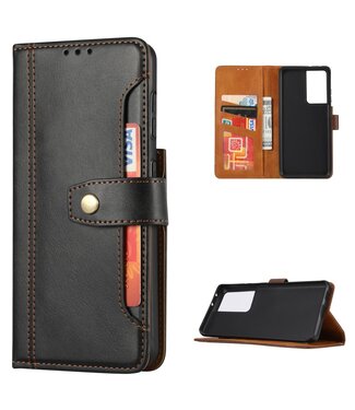 Zwart Wallet Bookcase Hoesje Samsung Galaxy S21 Ultra